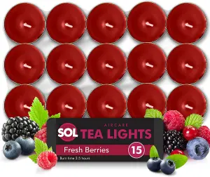 15pk Fresh Berries Tea Lights - Scented Tea Lights - Long Burning Tealights - Tealight Candles - Scented Tea Lights - Red Candles