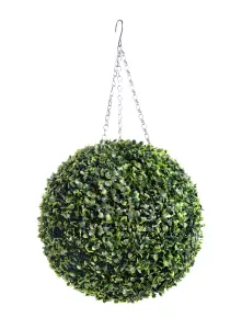 Best Artificial 28cm Green Boxwood Buxus Grass Hanging Basket Topiary Ball - Suitable for Outdoor Use - Weather & Fade Resistant