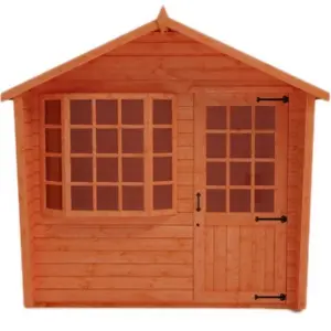 INSATLLED - 10ft x 10ft (2.95m x 2.95m) Wooden Bay Window T&G APEX Summerhouse (12mm T&G Floor + Roof) (10 x 10) (10x10)