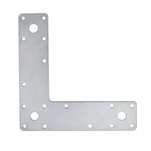 Pack of 10 - Heavy Duty Galvanised Flat Corner Plate L Shape 90 Degree Right Angle Bracket Mending Brace Jointing Plate 150x150x38