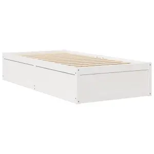 Berkfield Bed Frame without Mattress White 75x190 cm Small Single Solid Wood Pine