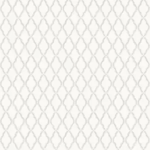 Galerie Italian Style White Geometric Trellis Wallpaper Roll