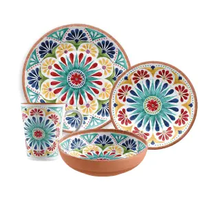 Purely Home Rio Medallion 24 Piece Dinnerware & Mugs Set for 6