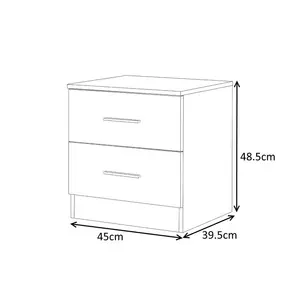 Eva 2 Drawer Bedside Table Matte White/Gloss White