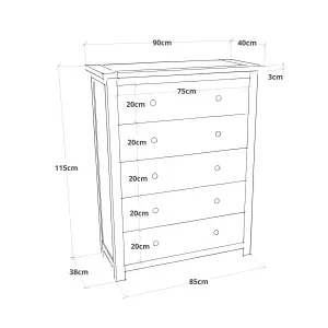 Argenta 5 Drawer Chest of Drawers Chrome Knob