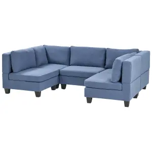 5-Seater Modular Fabric Sofa Blue UNSTAD