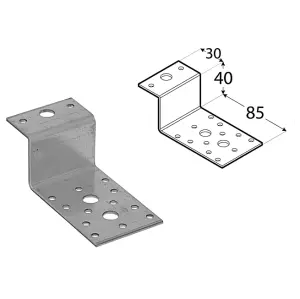 Pack of 2 Heavy Duty 2.5mm Galvanised Z Shape Angle Bracket 85x40x30mm