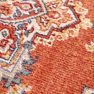 Terracotta Traditional Bordered Floral Persian Rug for Dining Room-80cm X 150cm