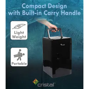 Cristal 16L Compact Mini Cooler Fridge with Built-in 12V Adapter - Black