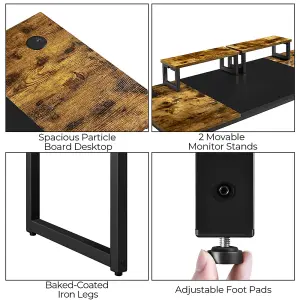 Yaheetech Rustic Brown Computer Desk with 2 Desk Grommets