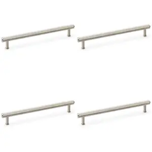 4 PACK - Knurled T Bar Pull Handle - Satin Nickel - 224mm Centres Premium Drawer Door