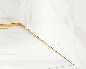 ILCOM SLOPED RIGHT FLOOR SHOWER PROFILE LSP 12mm x 1800mm  Gold Brushed Stainless Steel