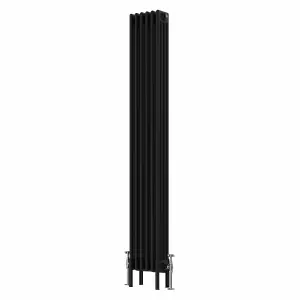 Right Radiators 1800x290 mm Vertical Traditional 4 Column Cast Iron Style Radiator Black