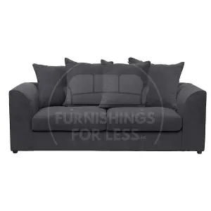 Casper Soft Chenille Fabric Fabric 3 Seater Sofa Black - Scatter Back