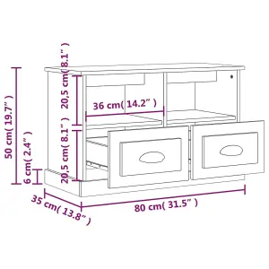 vidaXL TV Cabinet Brown Oak 80x35x50 cm Engineered Wood