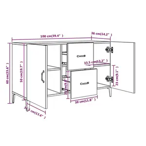 Jerrell Sideboard 100x36x60 cm Engineered Wood High Gloss White