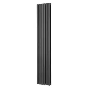 G-Rad Anthracite Double Oval Panel Vertical Radiator - (H) 1800 x (W) 360mm