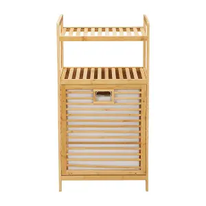 3-Tier Freestanding Bamboo Laundry Hamper Removable Basket Bag