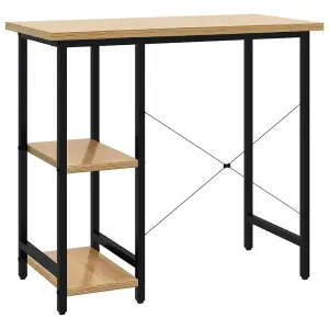 Berkfield Computer Desk Black and Light Oak 80x40x72 cm MDF and Metal