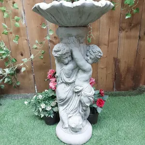 Stone Birdbath Twin Cherub Design