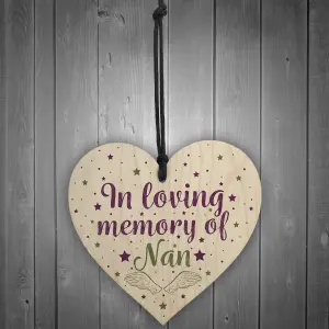 Red Ocean NAN Memorial Plaques Wooden Heart Christmas Bauble Nanny Gifts For Nan Sign Keepsake