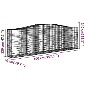 Berkfield Arched Gabion Baskets 20 pcs 400x50x120/140 cm Galvanised Iron