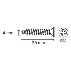 Diall PZ Countersunk Grey Dome Mirror screw (Dia)3.5mm (L)35mm, Pack of 4