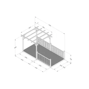 Forest Garden Natural Rectangular Pergola & decking kit, x4 Post x3 Balustrade (H) 2.5m x (W) 5.2m