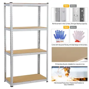 Yaheetech Silver 2Pcs 4 Tier Metal Storage Shelves for workshop Living Room