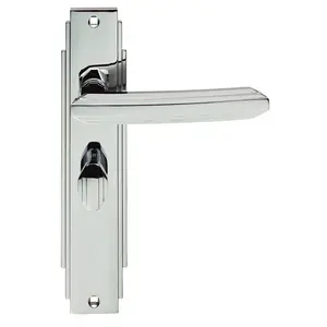 Art Deco Bathroom Door Handle Polished Chrome