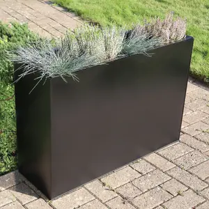 90cm Long Zinc Galvanised Matte Black 60cm Tall Trough Planter