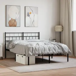 Berkfield Metal Bed Frame with Headboard Black 140x200 cm