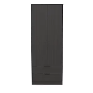 Madrid 2 Door 2 Drawer Wardrobe in Black Ash (Ready Assembled)