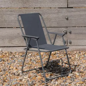 Harbour Housewares - Folding Metal Beach Chair - Grey