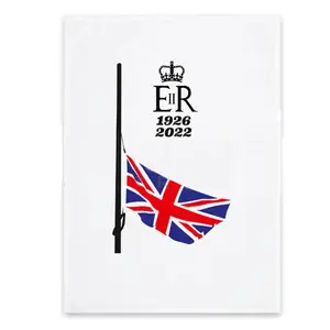 Queen Elizabeth II Half Mast Tea Towel White (One Size)