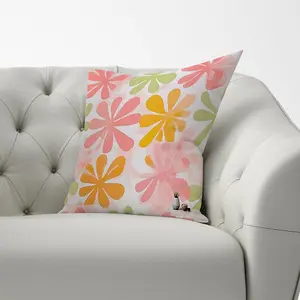 Yellow And Pink Flowers Cushions 33cm x 48cm