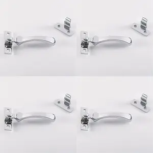 4 PACK - Victorian Wedge Pattern Casement Window Fastener 57 x 13mm Polished Chrome