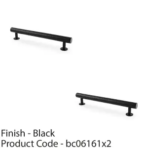 2 PACK - Hammered T Bar Pull Handle - Matt Black - 160mm Centres SOLID BRASS Drawer