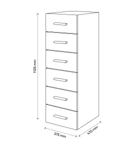 Atomia Freestanding White 6 Drawer Chest of drawers (H)1125mm (W)375mm (D)450mm