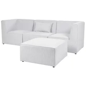 3 Seater Modular Jumbo Cord Sofa with Ottoman Off White LEMVIG