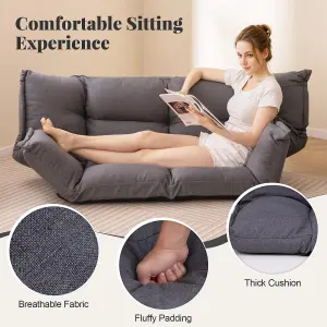 COSTWAY Floor Sofa Chair Convertible Lazy Couch with Adjustable Backrest