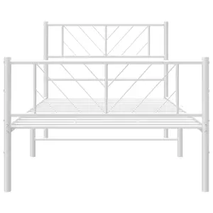 Berkfield Metal Bed Frame with Headboard and Footboard White 75x190 cm