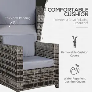 Garden Patio Rattan Wicker Furniture Single Cube Chair Sofa Outdoor Grey