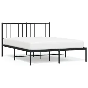 Berkfield Metal Bed Frame with Headboard Black 160x200 cm