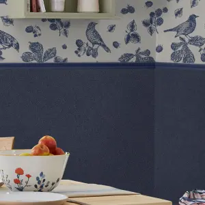 Textured Plain Navy Blue Wallpaper