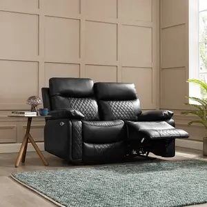 Carson 2 Seater Electric Recliner, Black Air Leather