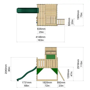 PolarPlay Kids Scandinavian Style Climbing Platform & Playhouse with Slide - Flavia Mist