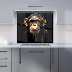 Splashart Cheeky Chimp Face Premium Glass Kitchen Splashback W900mm x H650mm