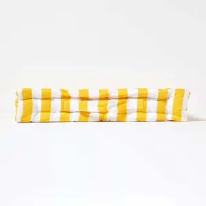 Homescapes Cotton Yellow Thick Stripe Floor Cushion, 50 x 50 cm