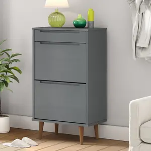 Berkfield Shoe Cabinet MOLDE Grey 59,5x35x103 cm Solid Wood Pine